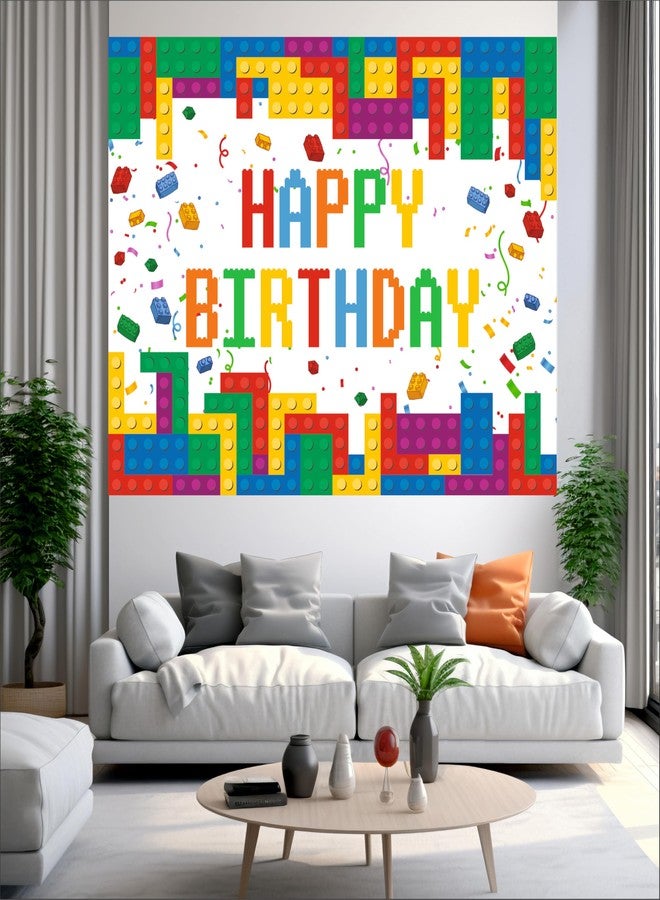 Party Baazaar Building Block Birthday Backdrop 4x3 Ft | Backdrops for Decoration | Birthday Decoration Backdrop | Banner for Kids Theme Party - Image 2